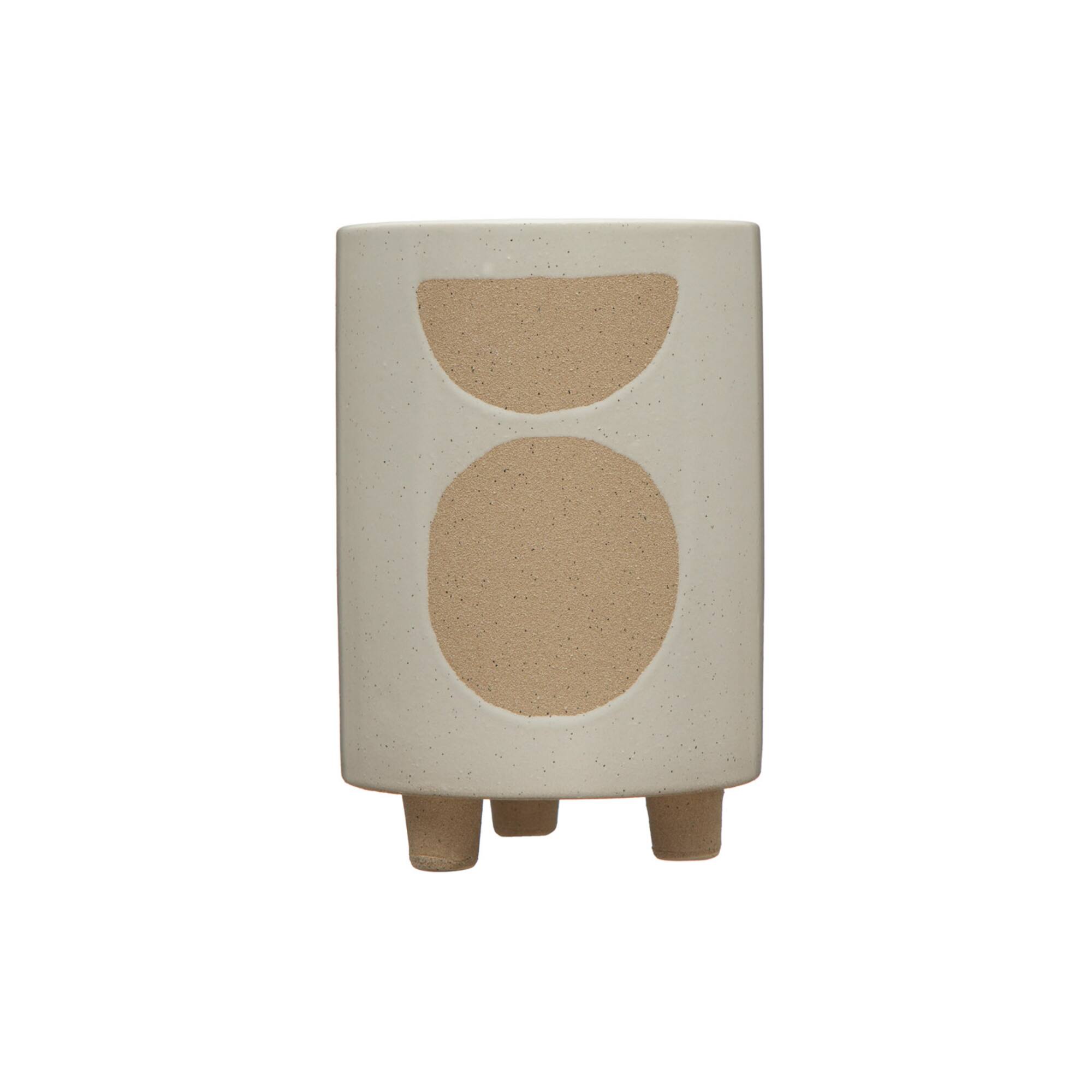 Hello Honey® 8" White Circle Print Stoneware Footed Planter